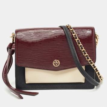 Pre Owned Tory Burch Multicolor Leather and Suede Mixed Material Robinson Shoulder Bag