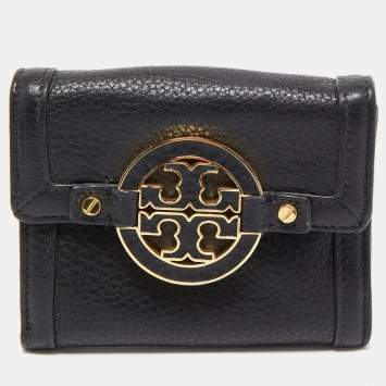 مملوكة مسبقًا Tory Burch Black Leather Amanda Compact Wallet