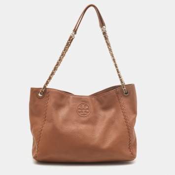 Pre Owned Tory Burch Brown Leather Marion Tote