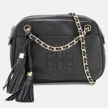 Pre Owned Tory Burch Black Leather Thea Shoulder Bag