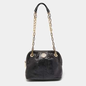 Pre Owned Tory Burch Black Leather Mini Dena Shoulder Bag