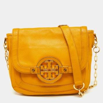 Pre Owned Tory Burch Mustard Leather Amanda Shoulder Bag