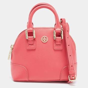 Pre Owned Tory Burch Pink Leather Micro Robinson Satchel
