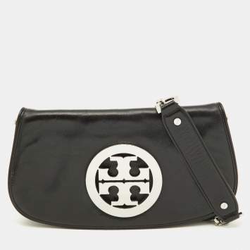 Pre Owned Tory Burch Black Leather Reva Crossbody Bag