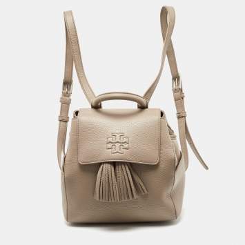 Pre Owned  Tory Burch Grey Leather Tassel Backpack