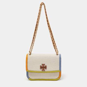 Pre Owned Tory Burch Multicolor Canvas and Leather Britten Shoulder Bag