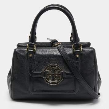 Pre Owned Tory Burch Black Leather Amanda Tote