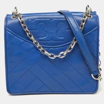 Pre Owned Tory Burch Blue Leather Alexa Shoulder Bag