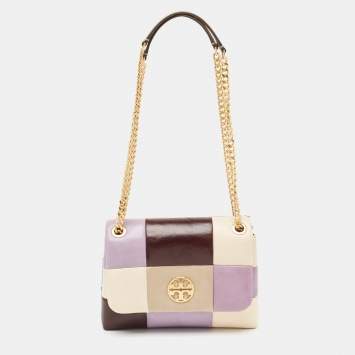 Pre Owned Tory Burch Multicolor Quilted Glazed Leather Willa Shoulder Bag