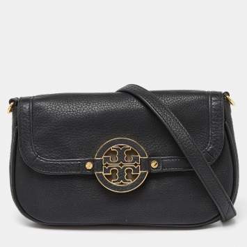 Pre Owned Tory Burch Black Leather Britten Crossbody Bag