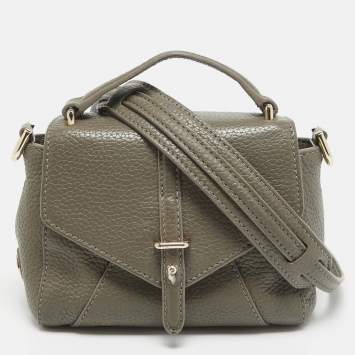Pre Owned Tory Burch Grey Leather 797 Top Handle Bag