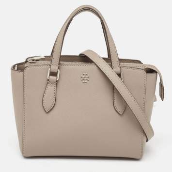 Pre Owned Tory Burch Beige Leather Mini Emerson Satchel