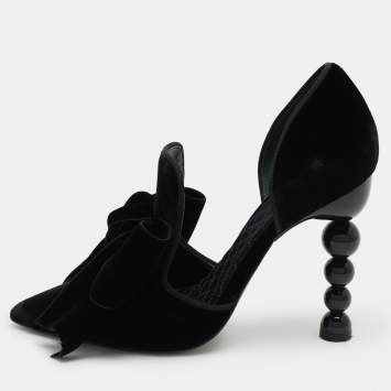 مملوكة مسبقًا Tory Burch Black Velvet Clara Bow Pumps Size 37.5