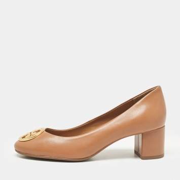 Pre Owned Tory Burch Brown Leather Benton 2 Pumps Size 36