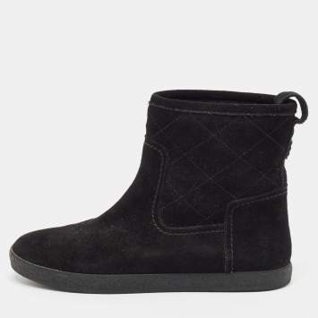 Pre Owned Tory Burch Black Suede Ankle Boots Size 37.5