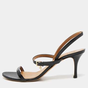 Pre Owned Tory Burch Black Leather Penelope Ankle Strap Sandals Size 40