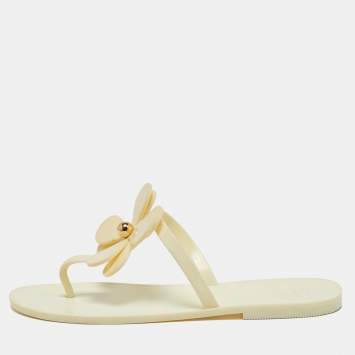 Pre Owned Tory Burch White Jelly Thong Flat Sandals Size 38.5