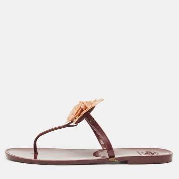 Tory Burch Burgundy Jelly Miller Thong Sandals Size 39