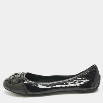 Pre Owned Tory Burch Black Patent Leather Ballet Flats Size 36