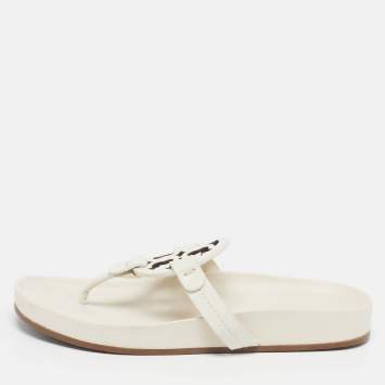 Pre Owned Tory Burch Miller cloud Size 36 Cream Patent Leather Thong Sandals