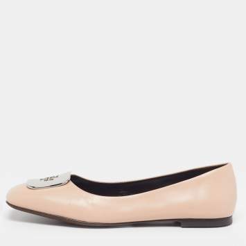 مملوكة مسبقًا Tory Burch Georgia Size 38 Beige Leather Ballet Flats