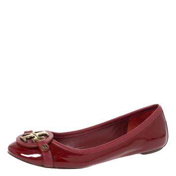 Pre Owned Tory Burch Red Patent Leather Aaden Ballet Flats Size 36.5
