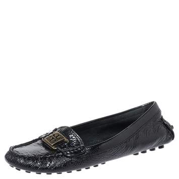 Pre Owned  Tory Burch Black Patent Leather Kendrick Driving Loafers Size 37