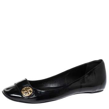 Pre Owned Tory Burch Black Patent Leather Andi Ballet Flats Size 38