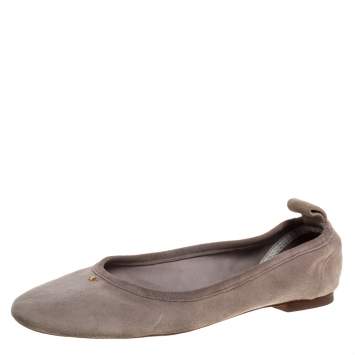 Pre Owned Tory Burch Grey Suede 'Therese' Ballet Flats Size 36.5