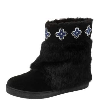 Pre Owned Tory Burch Fur and Suede Boots Size 38