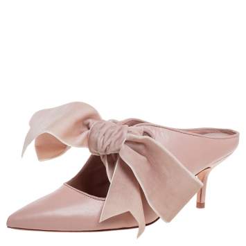 Pre Owned Tory Burch Nude Pink Leather Clara Mule Sandals Size 39