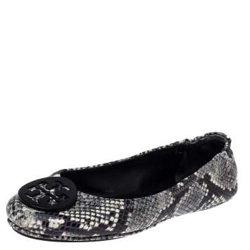 Pre Owned Tory Burch Tri Color Python Embossed Leather Minnie Flats Size 39
