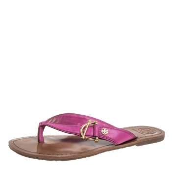 Pre Owned Tory Burch Pink Leather Thong Flats Size 39