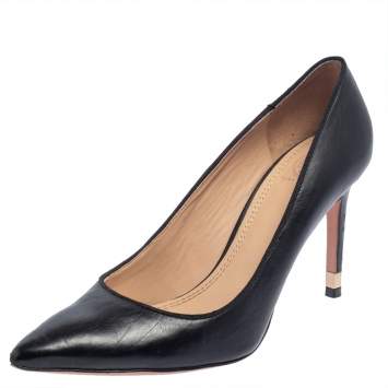 Pre Owned Tory Burch Black Leather Pointed Toe Pumps Size 39