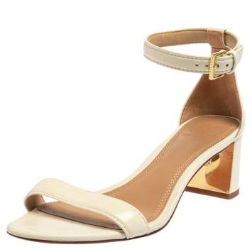 Pre Owned Tory Burch Off White Leather Ankle Strap Sandals Size 38