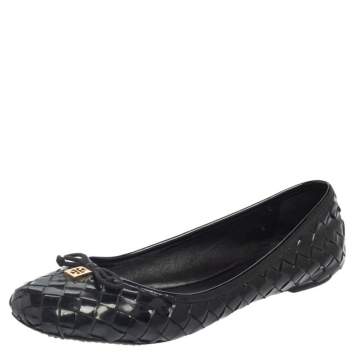 Pre Owned Tory Burch Black Patent Leather Ballet Flats Size 38
