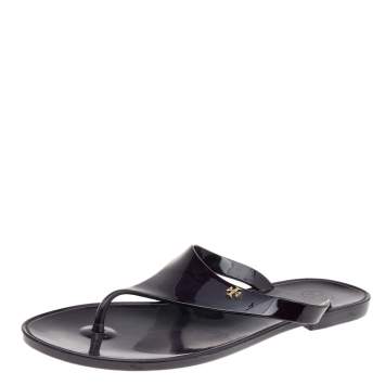 Pre Owned Tory Burch Plum Rubber Speer Flat Thong Sandals Size 39.5