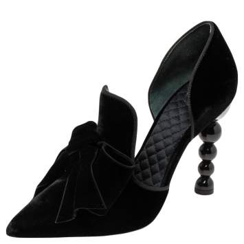 Pre Owned Tory Burch Black Velvet Clara Pumps Size 39