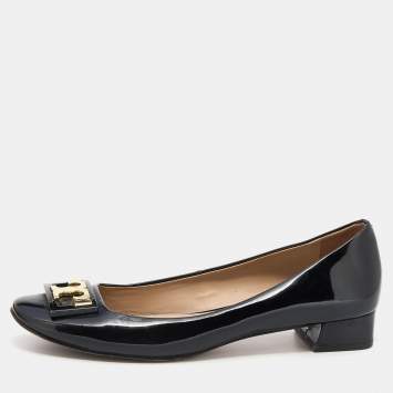 Pre Owned Tory Burch Black Patent Leather Gigi Ballet Flats Size 39