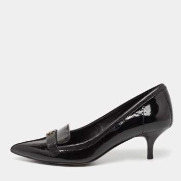 Pre Owned Tory Burch Black Patent Leather Eliza Pointed Toe Pumps Size 36 