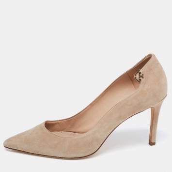 Pre Owned Tory Burch Beige Suede Elizabeth Pumps Size 39