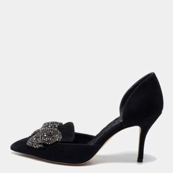 Pre Owned Tory Burch Black Suede Esme D'orsay Pumps Size 38