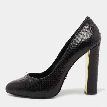 مملوكة مسبقًا Tory Burch Black Python Pumps Size 37