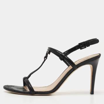 مملوكة مسبقًا Tory Burch Black Suede Ankle Strap Sandals Size 38.5