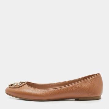Pre Owned Tory Burch Brown Leather Ballet Flats Size 35.5
