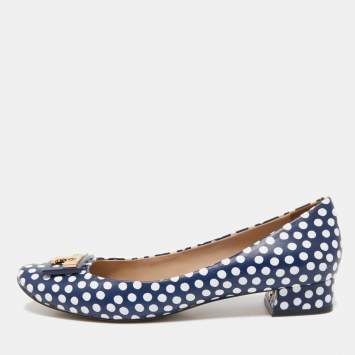 Pre Owned Tory Burch Blue/white Leather Gigi Pumps Size 38.5