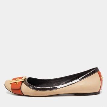 Pre Owned Tory Burch Tricolor Leather Ballet Flats Size 40.5 