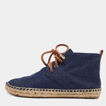 Pre Owned Tory Burch Blue Denim Espadrille Sneakers Size 37