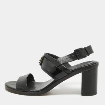 Pre Owned Tory Burch Black Leather Gigi Slingback Sandals Size 36.5