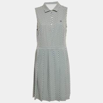 Pre Owned Tory Sport Cream Printed Jersey Performance Pleated Golf Dress L